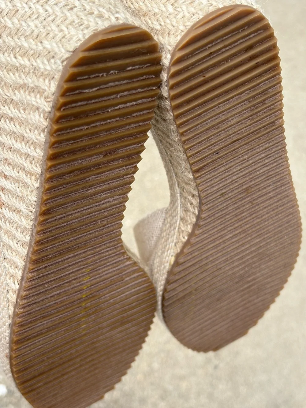 Anne Klein Zoey Iflex Natural Gold Canvas Wedge Espadrille Sandals Size 8.5